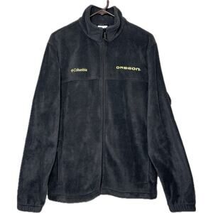 Columbia Oregon Ducks Mens Large Soft Black Zip Up Fleece Sweater Jacket NCAA